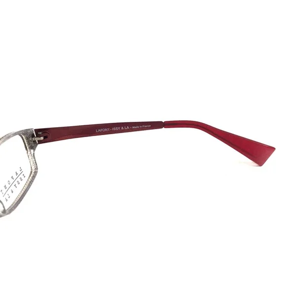 Lafont Issy & La Eyeglasses Frames DENIM 217 Gray Red Clear Rectangle 53-15-140